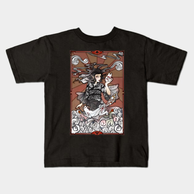 Kitsune Elf Stained Glass Kids T-Shirt by Ranefea